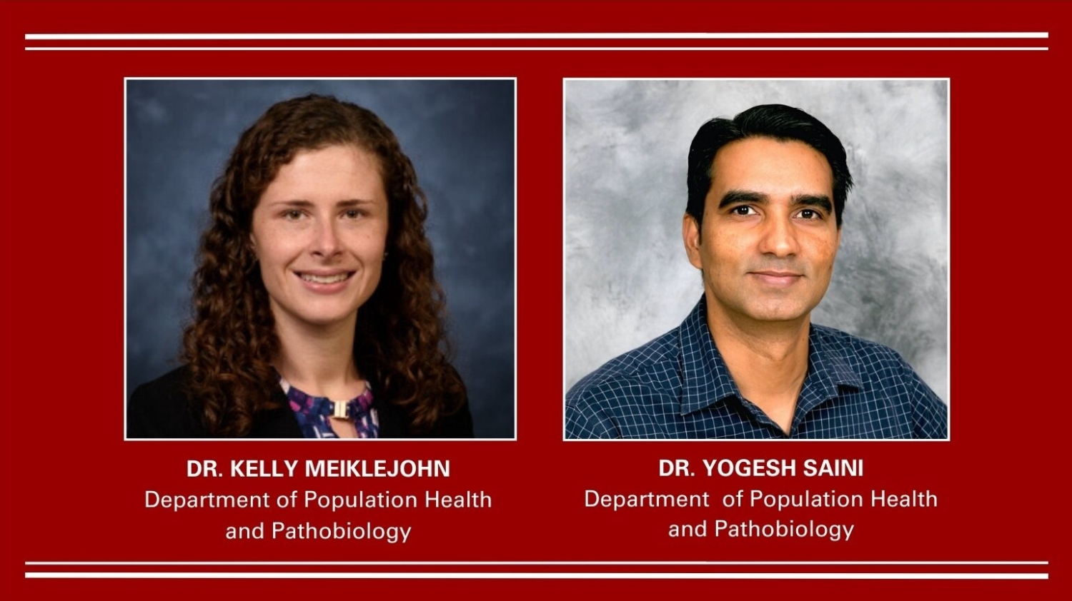 Graphic of headshots of Kelly Meiklejohn and Yogesh Saini
