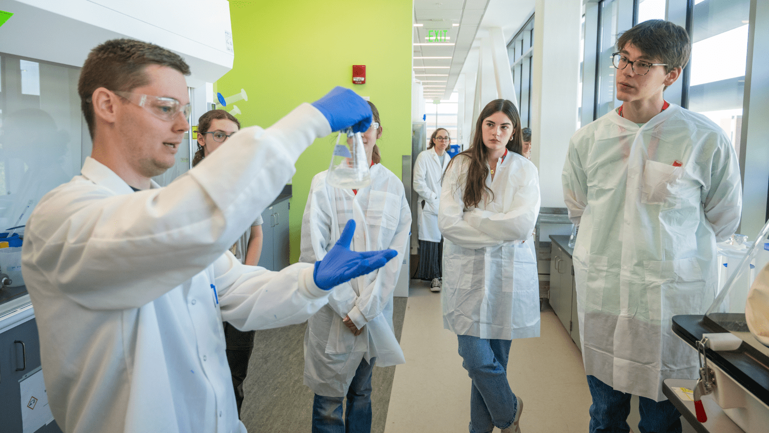 students in lab coats