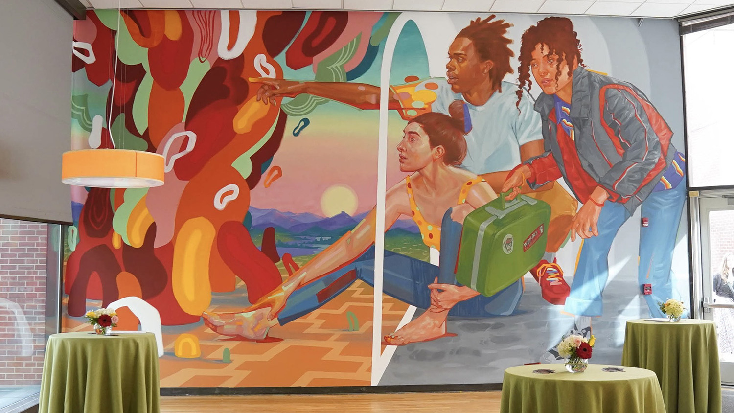 The new mural in Caldwell Lounge.