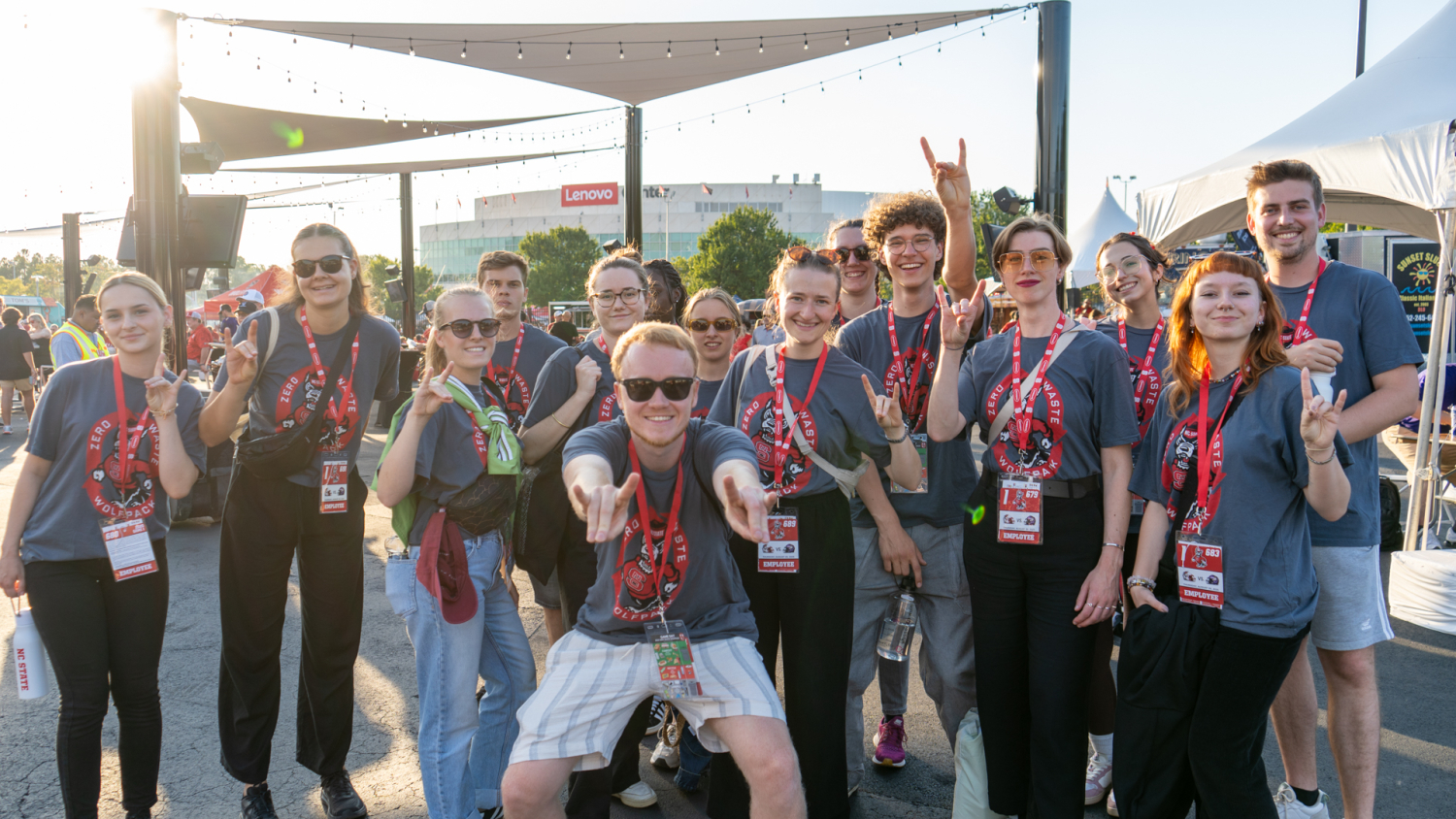 Fulbright German students at the NC State football game.