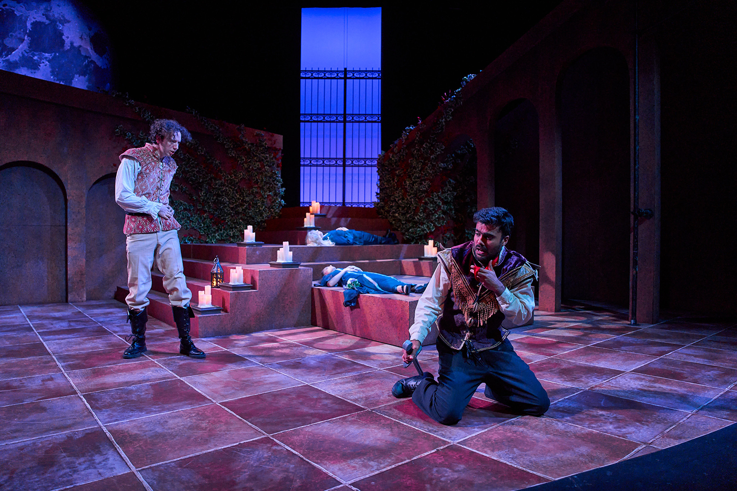 Shivam Sardana, right, performs during a performance of Romeo and Juliet put on by NC State University Theatre.