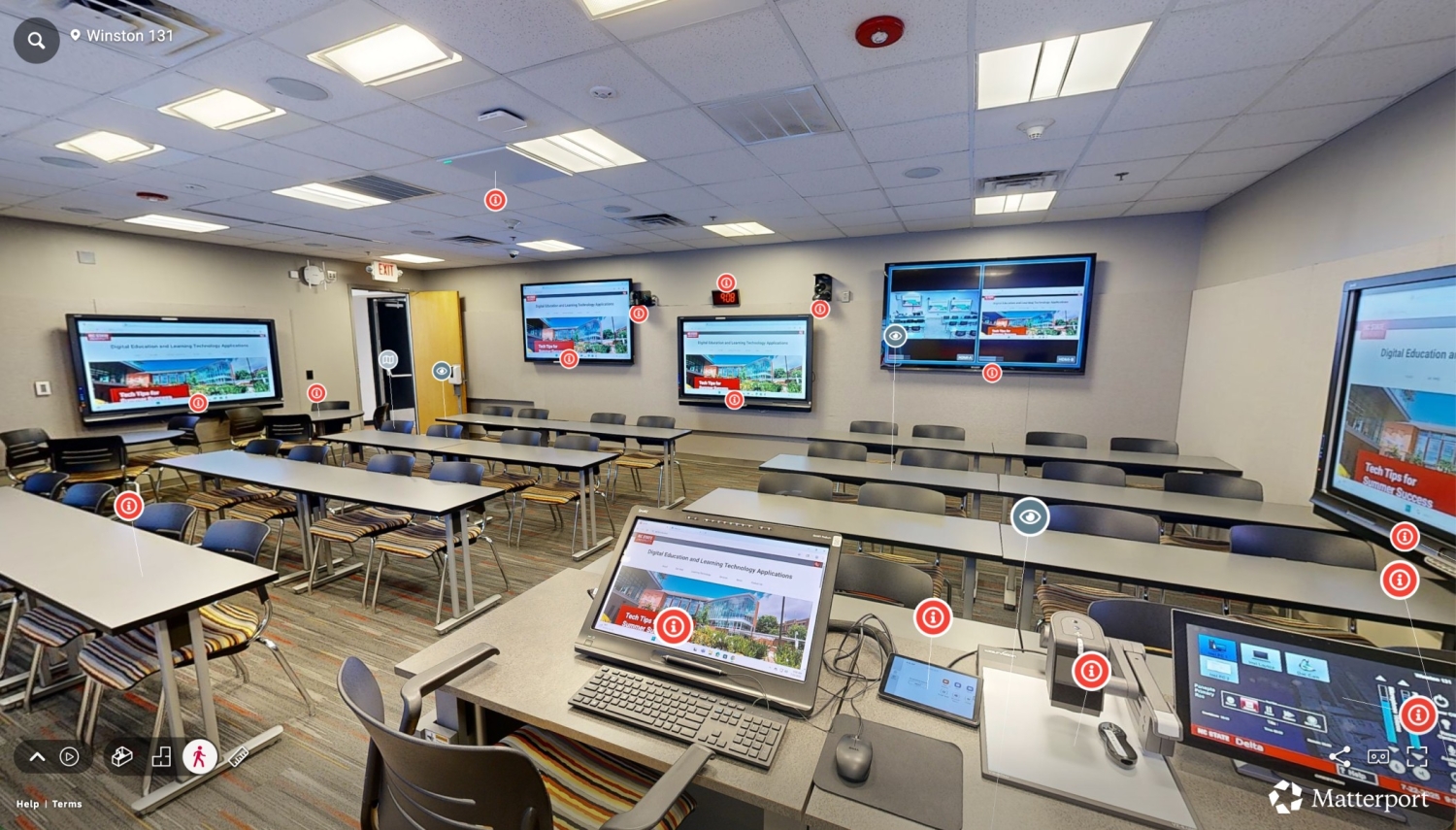 Image of the virtual tour of Winston 131 — one of seven DELTA classrooms at NC State University.