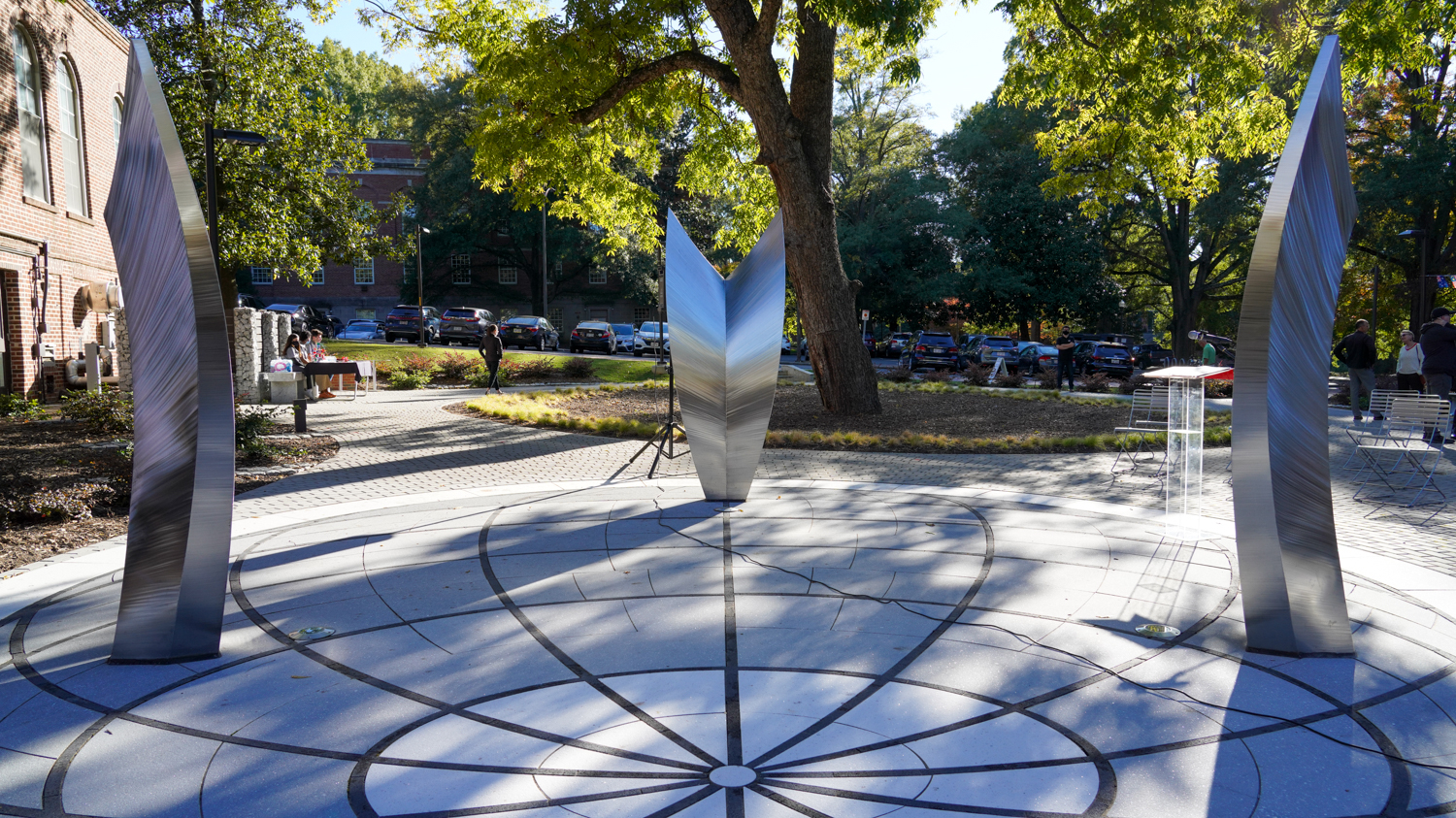 The statues at the global courtyard, abstract shapes of metal